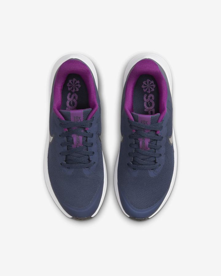 Zapatillas Running Nike Star Runner 3 Kids Road Niña Azul Marino Moradas Metal Plateadas | RHFIO-4286