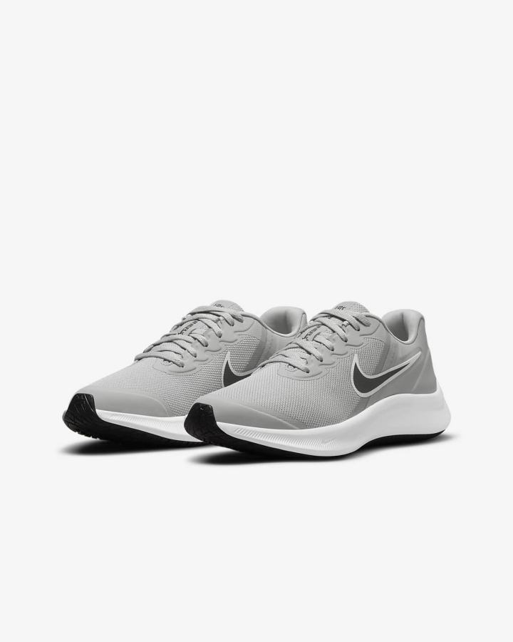 Zapatillas Running Nike Star Runner 3 Kids Road Niña Gris Claro Negras | ZADPW-2165