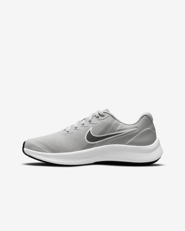 Zapatillas Running Nike Star Runner 3 Kids Road Niña Gris Claro Negras | ZADPW-2165