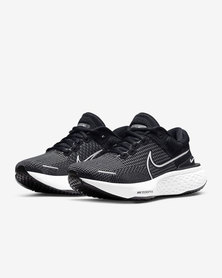 Zapatillas Running Nike ZoomX Invincible Run Flyknit 2 Road Mujer Negras Blancas | MTAPX-9283