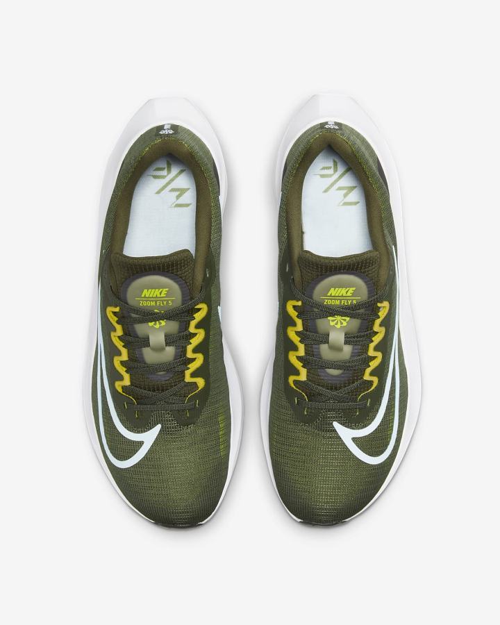 Zapatillas Running Nike Zoom Fly 5 Road Hombre Kaki Amarillo Blancas Azules | UNEAG-0164