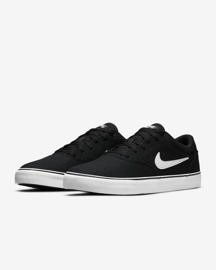 Zapatillas Skate Nike SB Chron 2 Canvas Hombre Negras Blancas | KPRME-4807