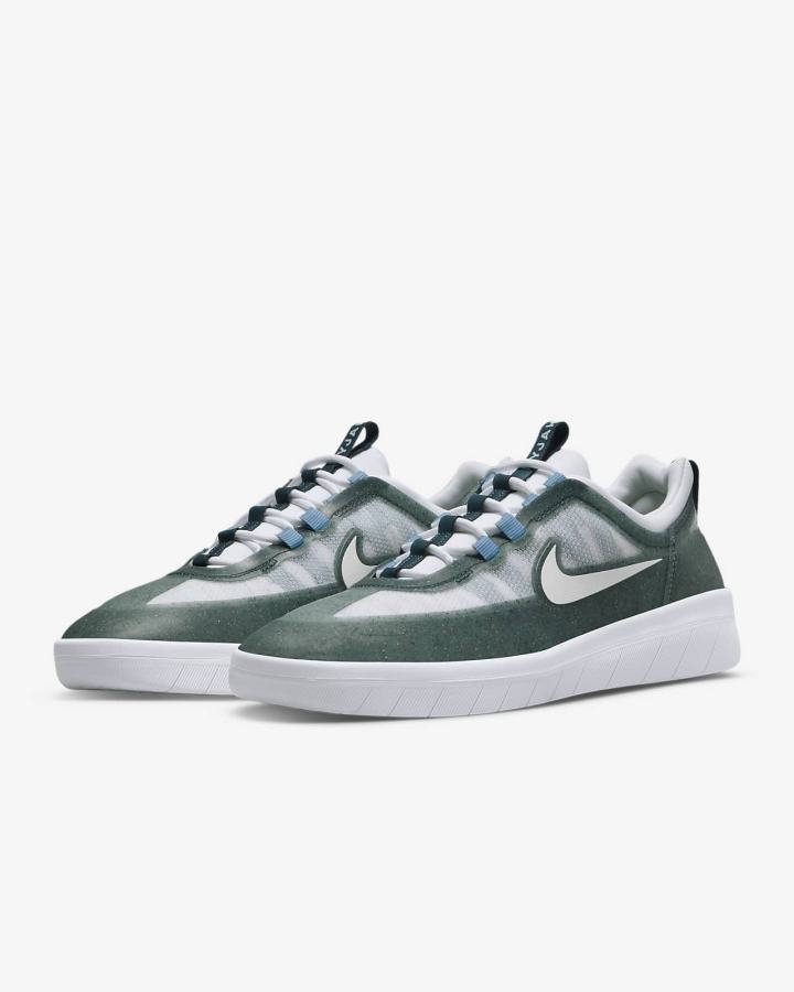Zapatillas Skate Nike SB Nyjah Free 2 Mujer Gris Verde Azules Verde Blancas | VJCLT-5019