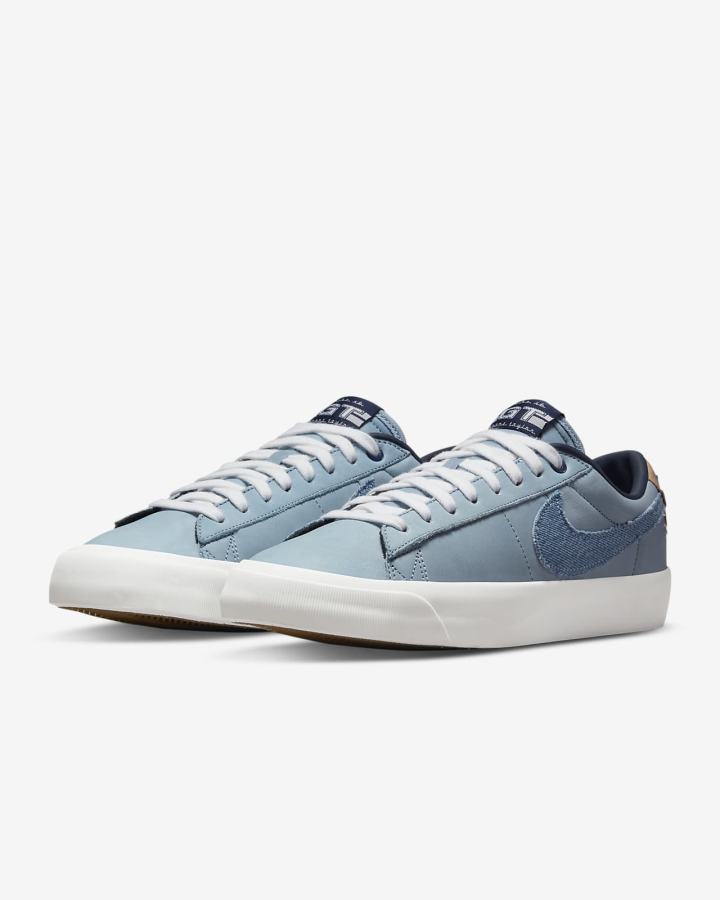 Zapatillas Skate Nike SB Zoom Blazer Low Pro GT Premium Hombre Blancas Marrones Claro Azul Marino | JDAXP-1745