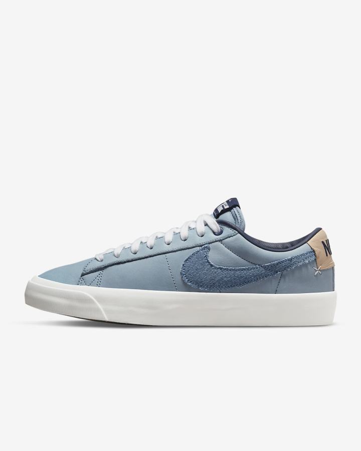 Zapatillas Skate Nike SB Zoom Blazer Low Pro GT Premium Hombre Blancas Marrones Claro Azul Marino | JDAXP-1745
