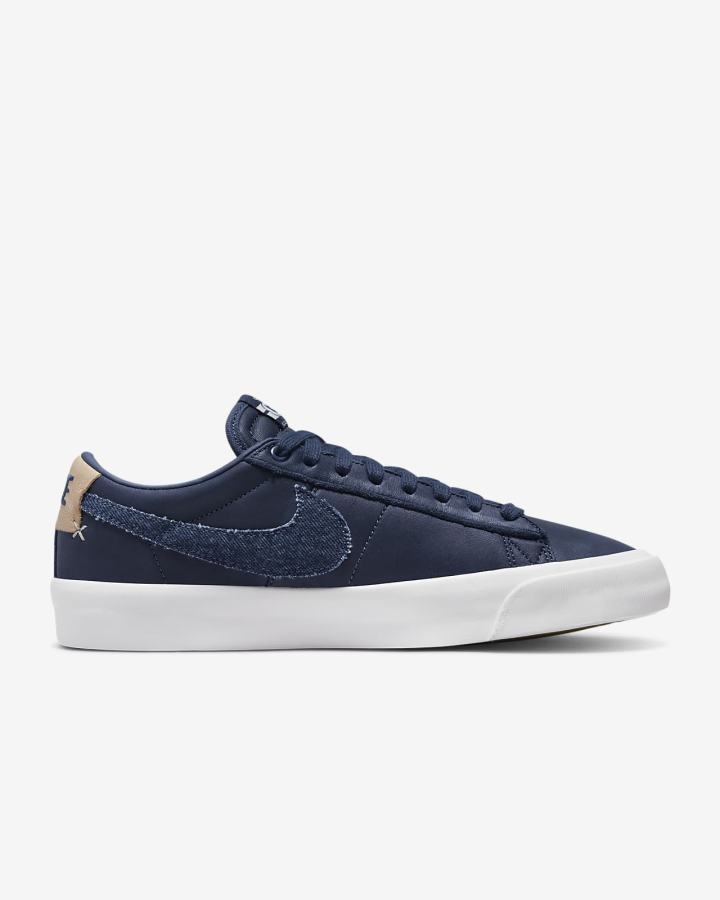 Zapatillas Skate Nike SB Zoom Blazer Low Pro GT Premium Hombre Azul Marino Blancas Marrones Claro | LUNGH-1805