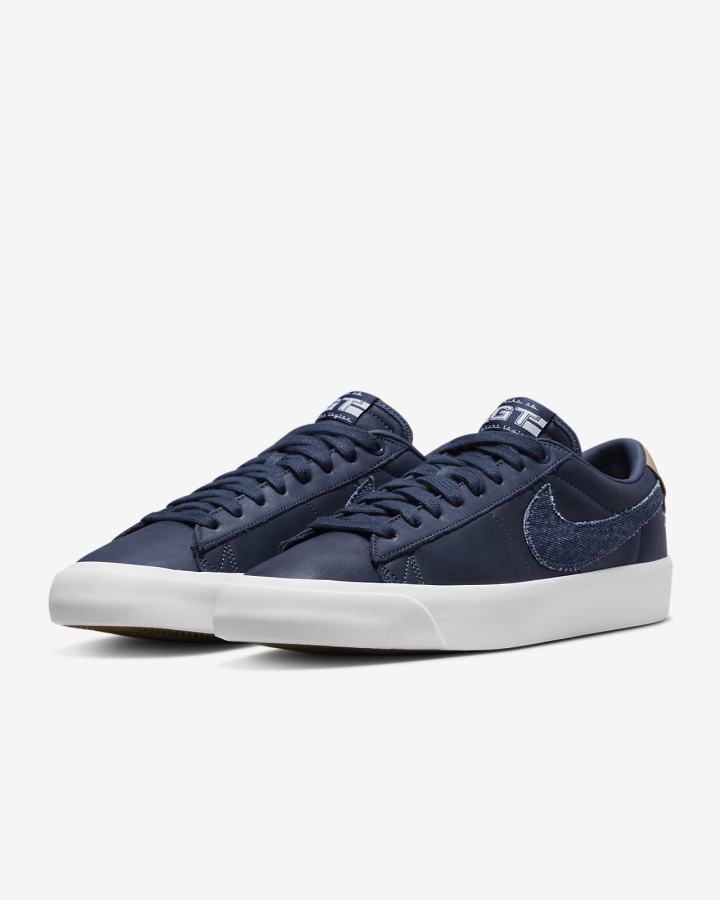 Zapatillas Skate Nike SB Zoom Blazer Low Pro GT Premium Hombre Azul Marino Blancas Marrones Claro | LUNGH-1805