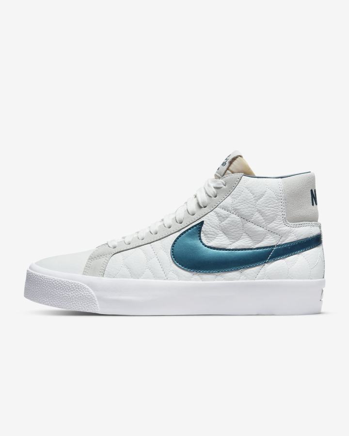 Zapatillas Skate Nike SB Zoom Blazer Mid EK Hombre Blancas | EUKSX-0735