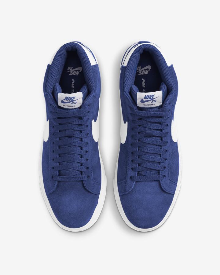 Zapatillas Skate Nike SB Zoom Blazer Mid Mujer Azul Real Oscuro Azules Blancas | HRJWC-1852