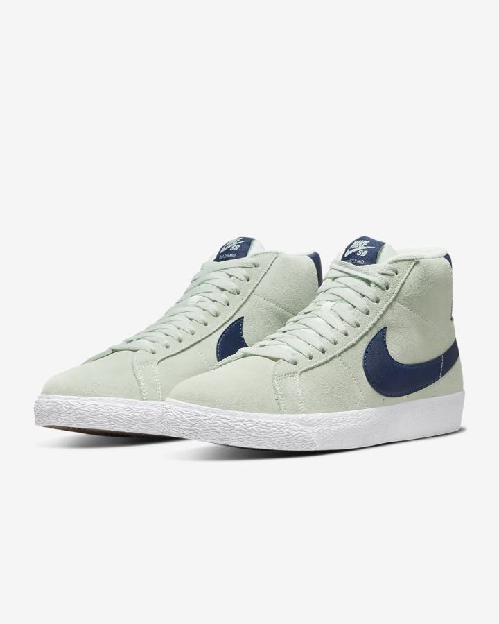 Zapatillas Skate Nike SB Zoom Blazer Mid Mujer Verde Blancas Azul Marino | MFXTW-0695