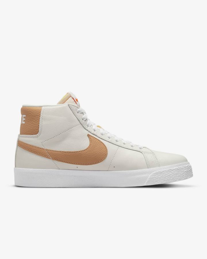 Zapatillas Skate Nike SB Zoom Blazer Mid Hombre Blancas Marrones Claro | SKJIW-6109