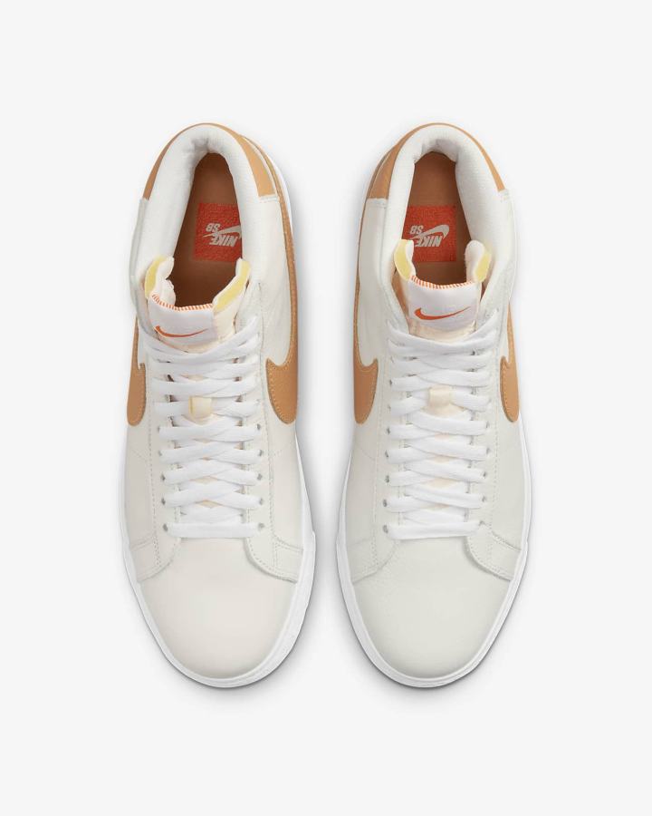 Zapatillas Skate Nike SB Zoom Blazer Mid Hombre Blancas Marrones Claro | SKJIW-6109