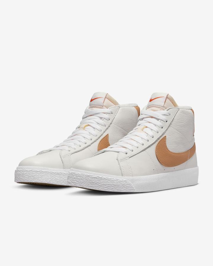 Zapatillas Skate Nike SB Zoom Blazer Mid Hombre Blancas Marrones Claro | SKJIW-6109