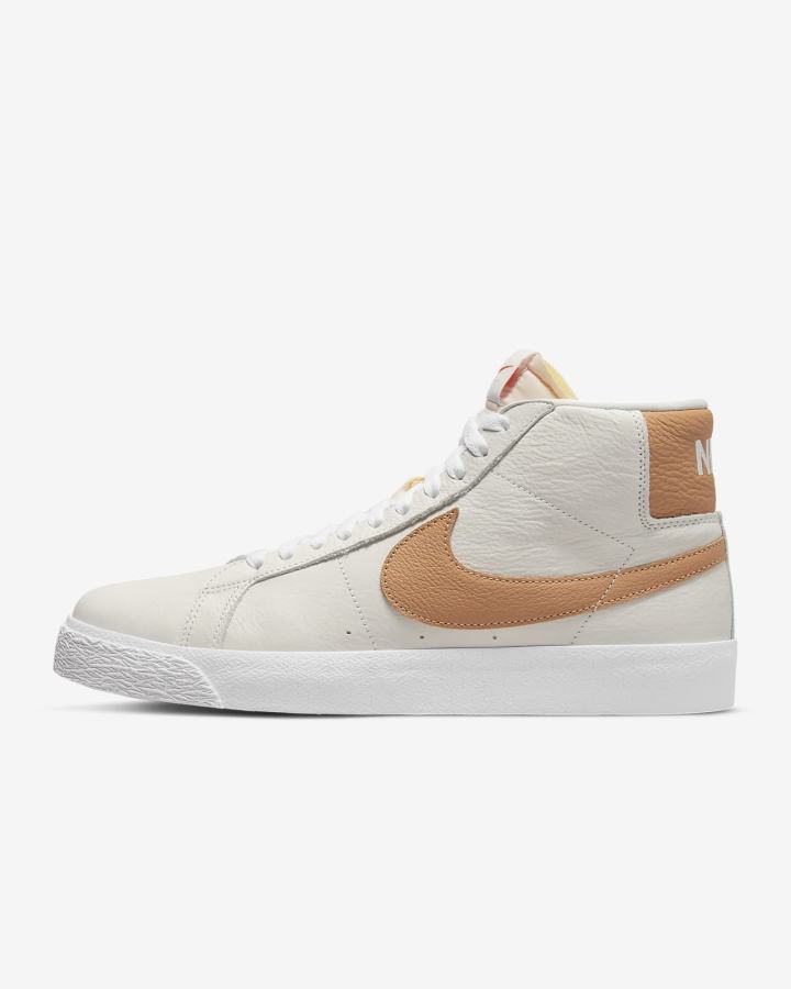 Zapatillas Skate Nike SB Zoom Blazer Mid Hombre Blancas Marrones Claro | SKJIW-6109