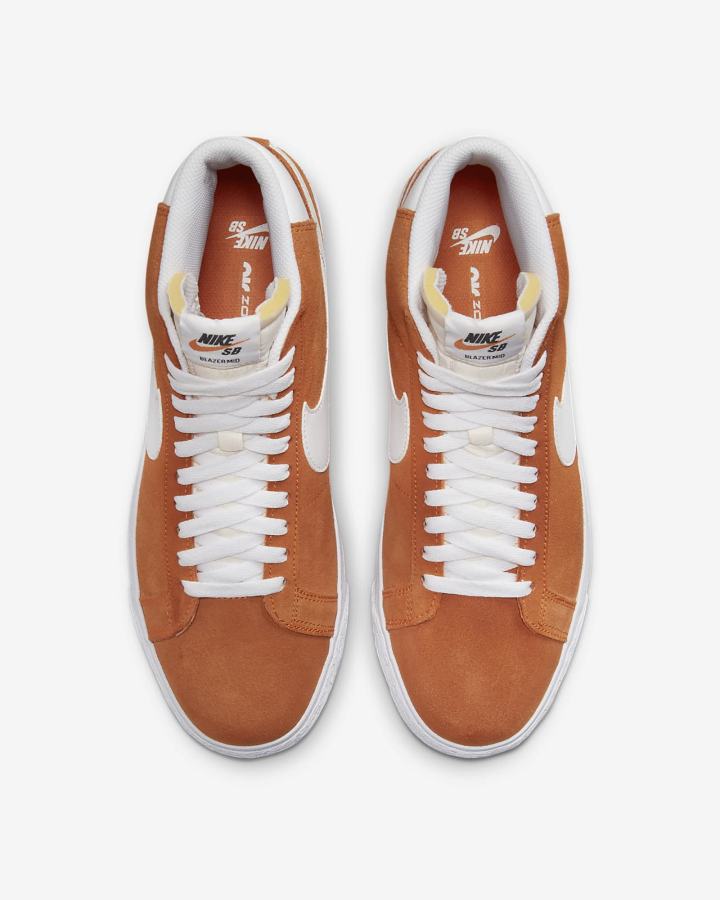 Zapatillas Skate Nike SB Zoom Blazer Mid Hombre Naranjas Blancas | SOQLH-9583