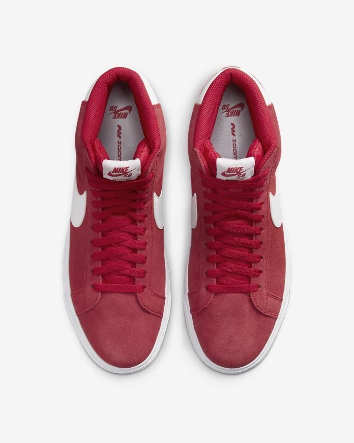 Zapatillas Skate Nike SB Zoom Blazer Mid Hombre Rojas Blancas | XEHVF-9602