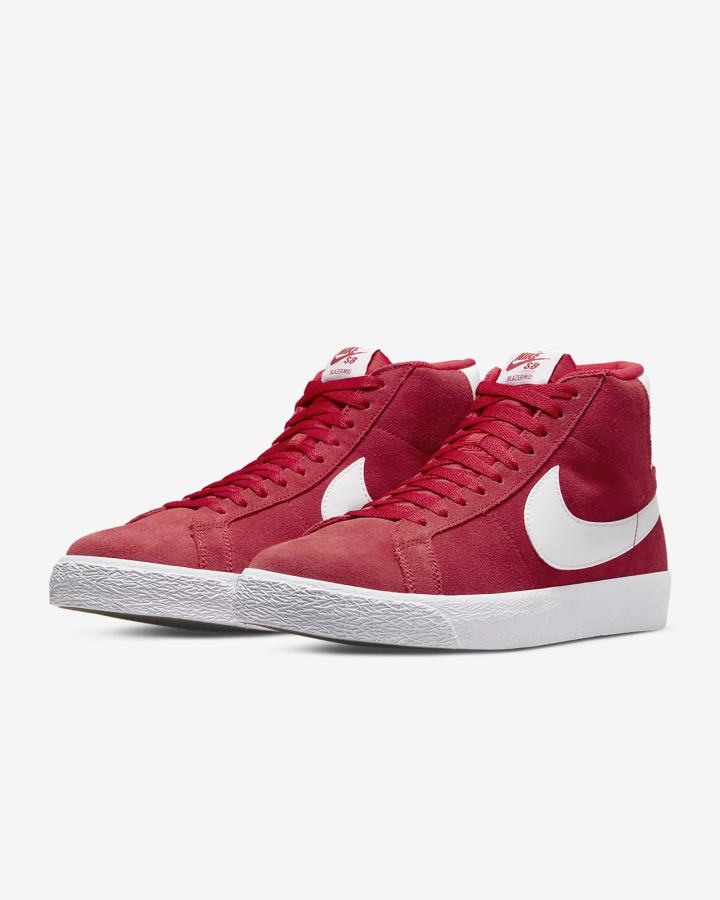 Zapatillas Skate Nike SB Zoom Blazer Mid Hombre Rojas Blancas | XEHVF-9602
