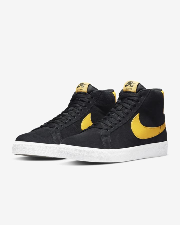 Zapatillas Skate Nike SB Zoom Blazer Mid Mujer Negras Blancas Doradas | ZRHMJ-4028