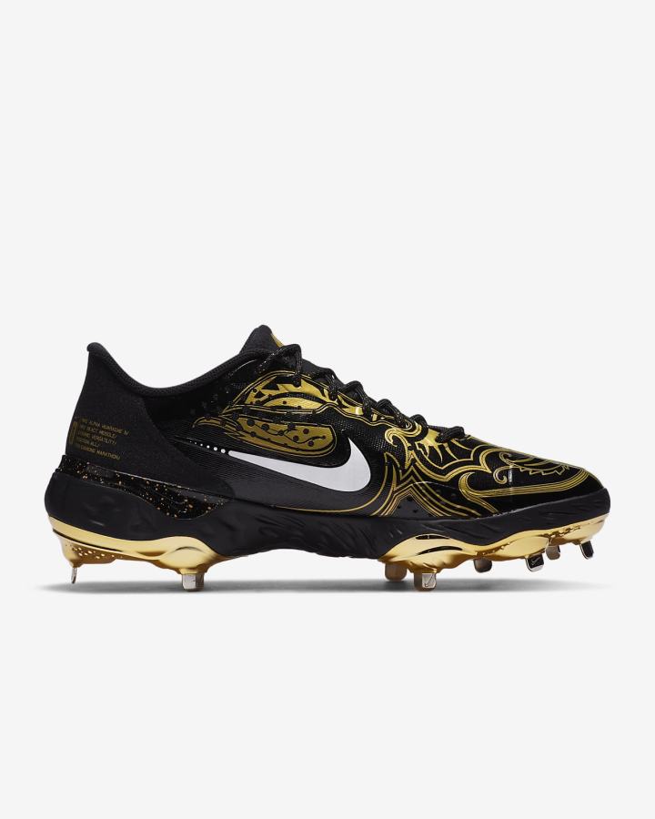 Zapatillas de Beisbol Nike Alpha Huarache Elite 3 Low Premium Hombre Negras Metal Doradas Blancas | OYZGC-1897