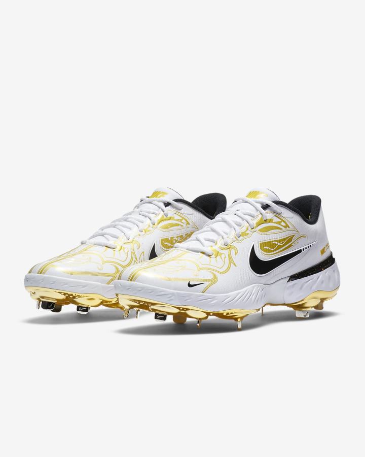 Zapatillas de Beisbol Nike Alpha Huarache Elite 3 Low Premium Hombre Blancas Metal Doradas Negras | PHSXF-4765