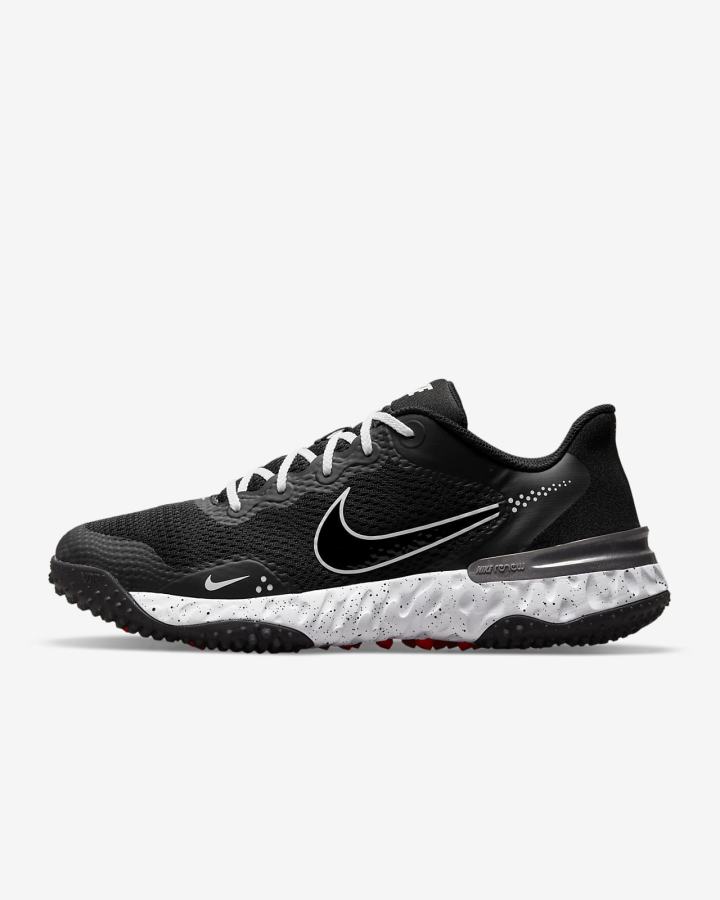 Zapatillas de Beisbol Nike Alpha Huarache Elite 3 Turf Hombre Negras Blancas Metal Gris Oscuro | RKTVP-0876