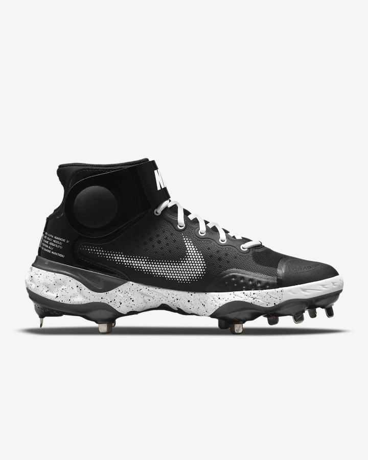 Zapatillas de Beisbol Nike Alpha Huarache Elite 3 Mid Hombre Negras Blancas Metal Gris | TSGXH-2615