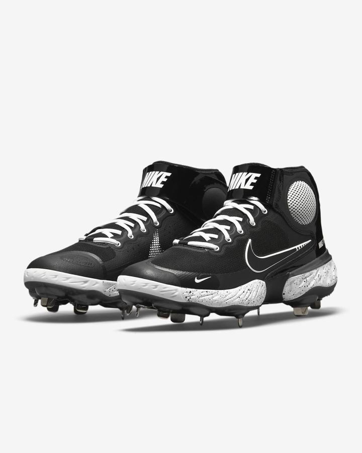 Zapatillas de Beisbol Nike Alpha Huarache Elite 3 Mid Hombre Negras Blancas Metal Gris | TSGXH-2615