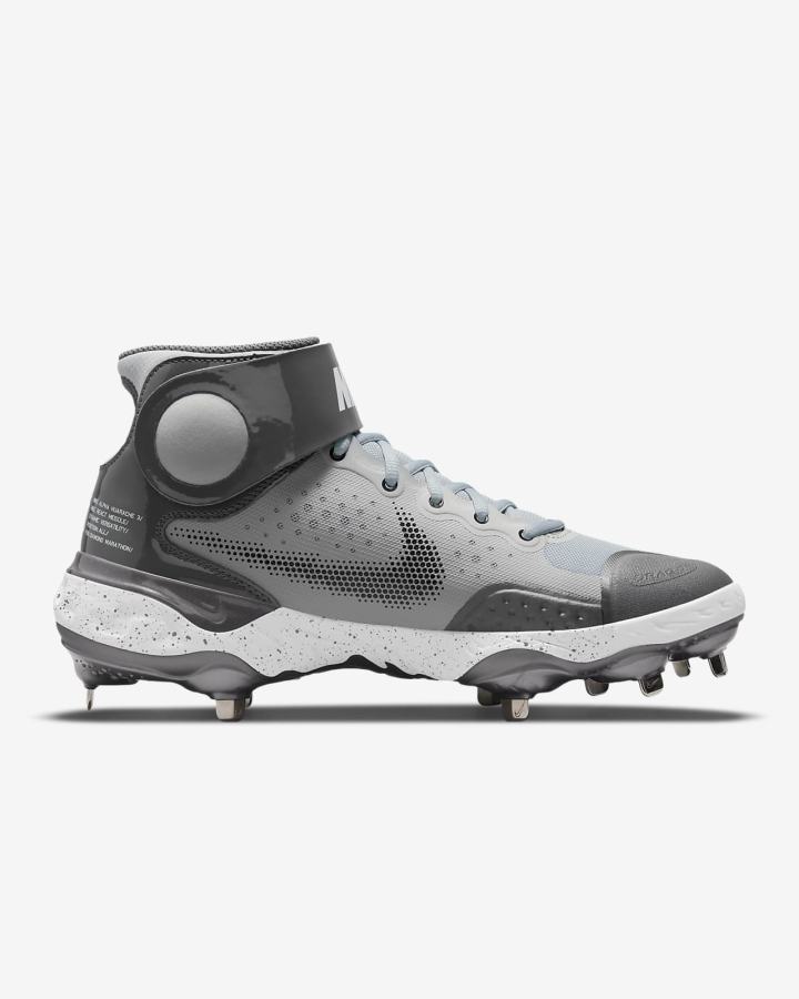 Zapatillas de Beisbol Nike Alpha Huarache Elite 3 Mid Hombre Gris Claro Blancas Negras | UXSDK-8369
