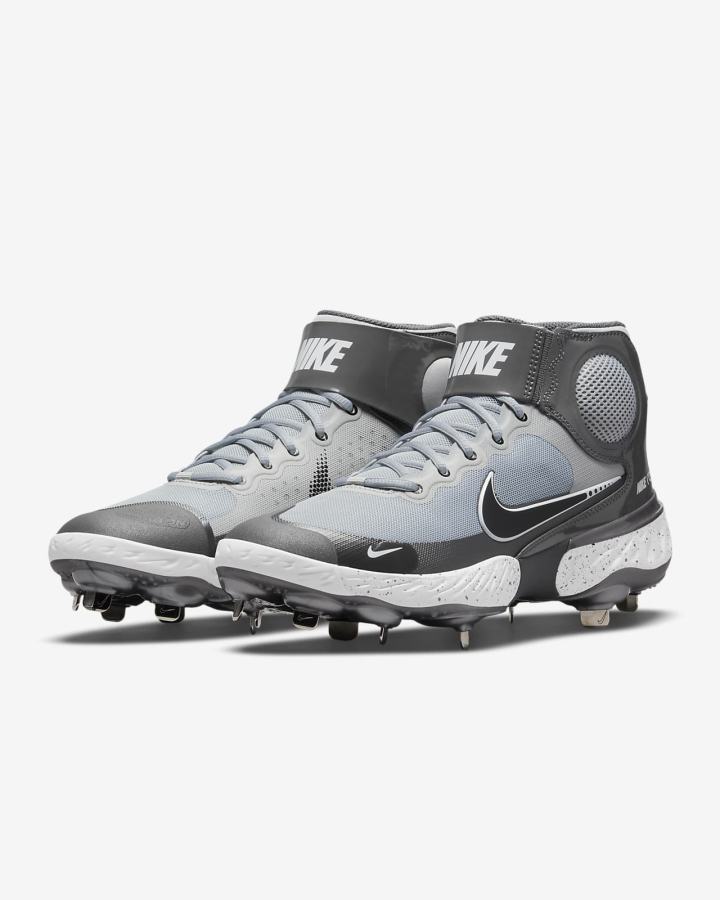 Zapatillas de Beisbol Nike Alpha Huarache Elite 3 Mid Hombre Gris Claro Blancas Negras | UXSDK-8369