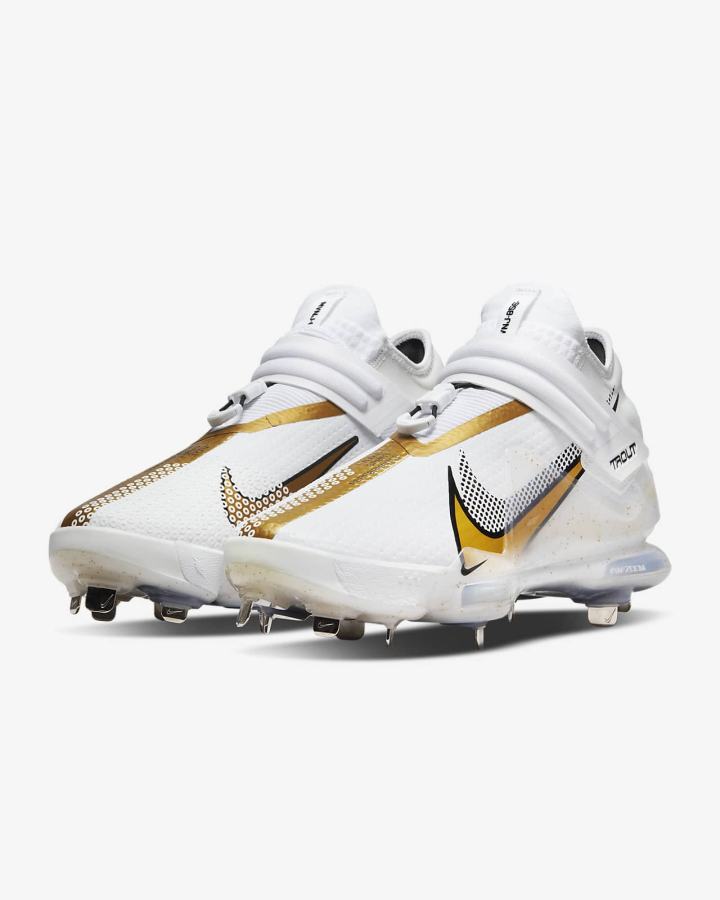 Zapatillas de Beisbol Nike Force Zoom Trout 7 Hombre Blancas Negras Metal Doradas | EMNUV-3617