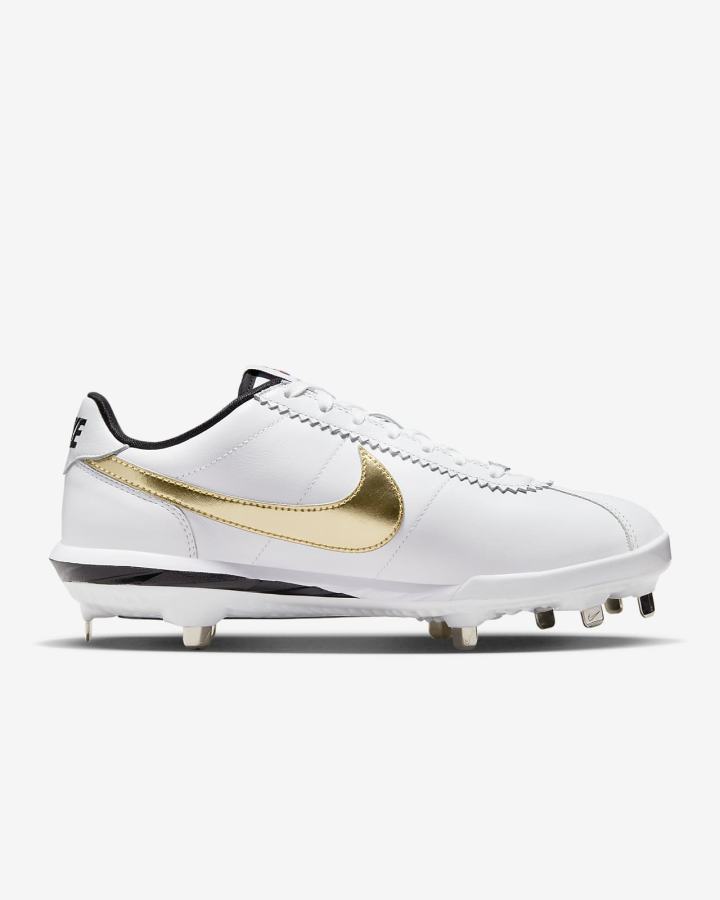 Zapatillas de Beisbol Nike Lunar Cortez Hombre Blancas Negras Metal Doradas | GZJYV-3026