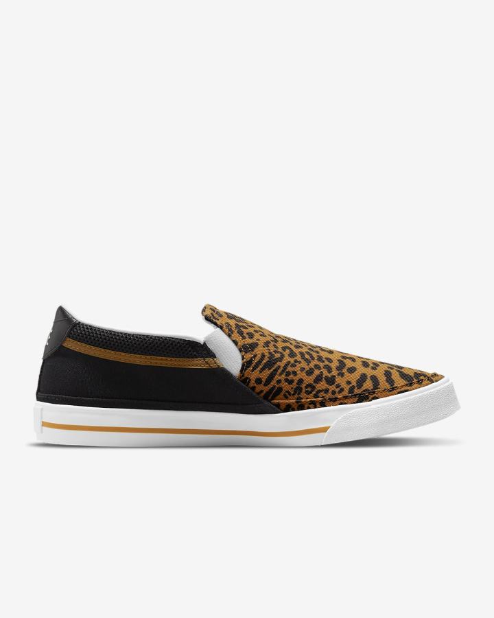Zapatos Slip On Nike Court Legacy Mujer Negras Marrones Blancas | AQTPX-4107
