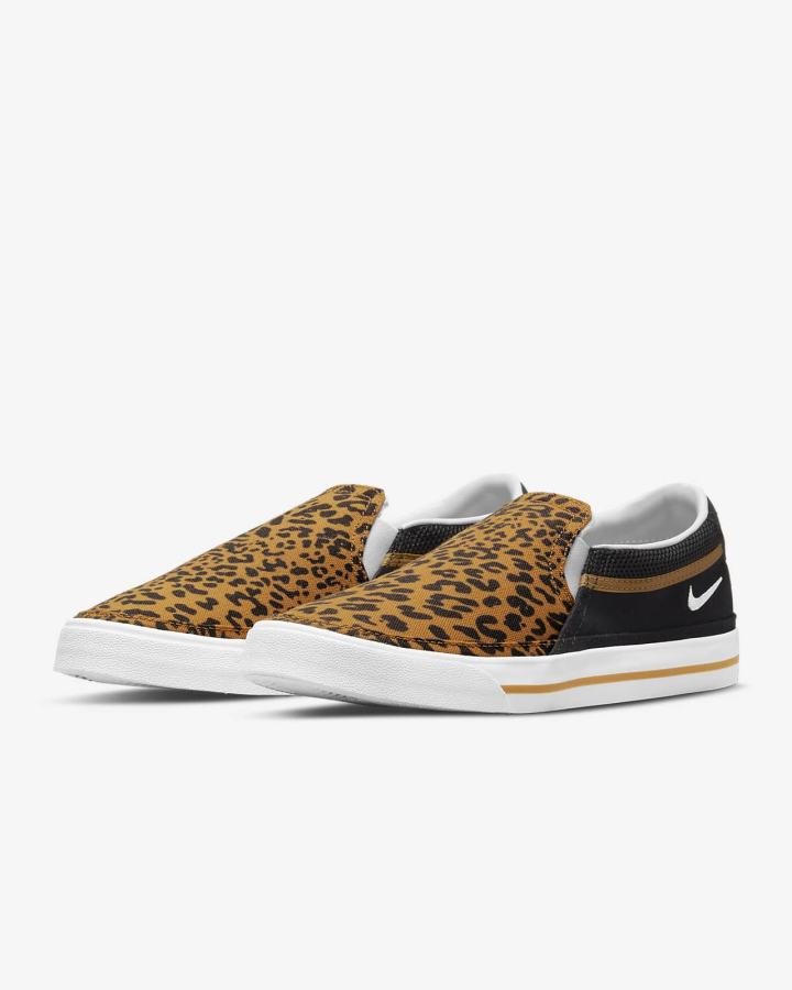 Zapatos Slip On Nike Court Legacy Mujer Negras Marrones Blancas | AQTPX-4107