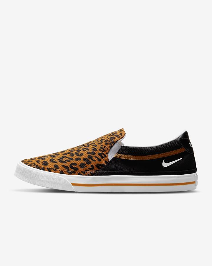 Zapatos Slip On Nike Court Legacy Mujer Negras Marrones Blancas | AQTPX-4107