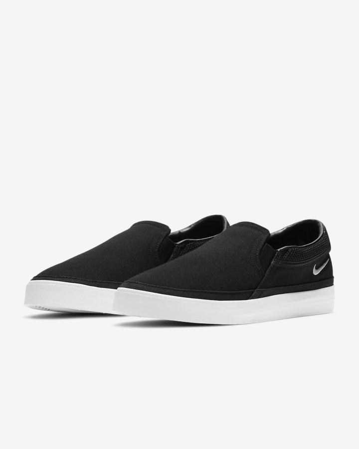 Zapatos Slip On Nike Court Legacy Mujer Negras Plateadas Blancas | LAVOR-6925