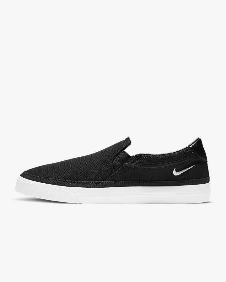 Zapatos Slip On Nike Court Legacy Mujer Negras Plateadas Blancas | LAVOR-6925