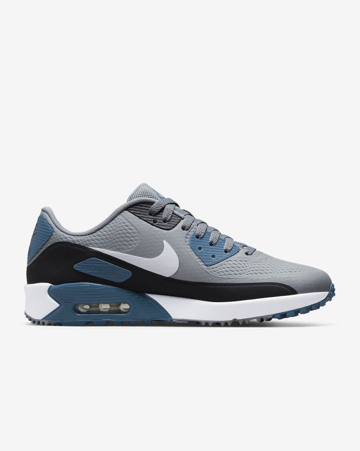 Zapatos de Golf Nike Air Max 90 G Hombre Gris Negras Blancas | LZCRS-2086