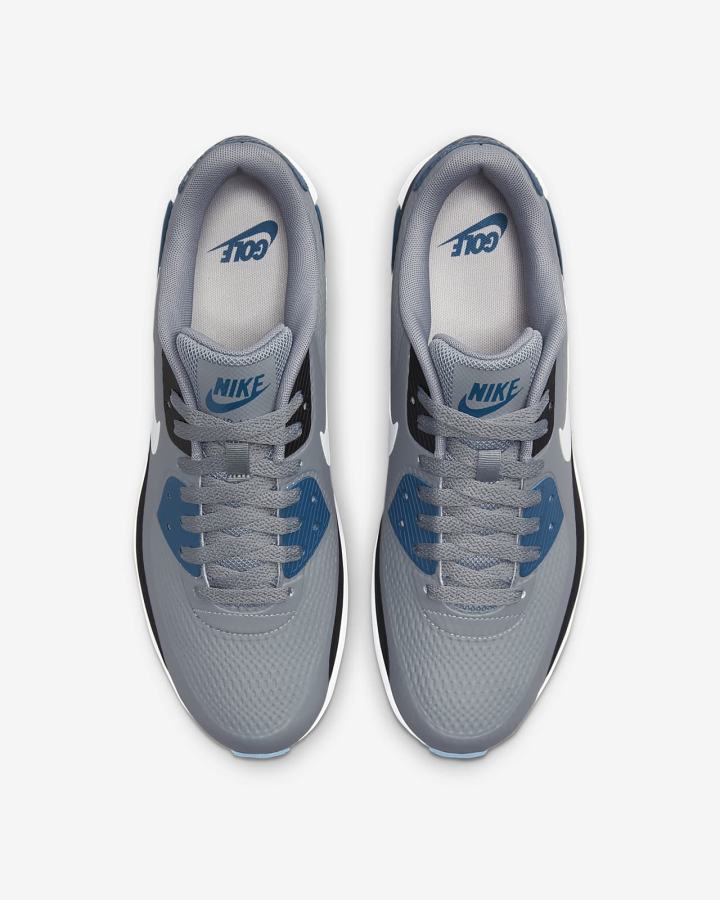 Zapatos de Golf Nike Air Max 90 G Hombre Gris Negras Blancas | LZCRS-2086