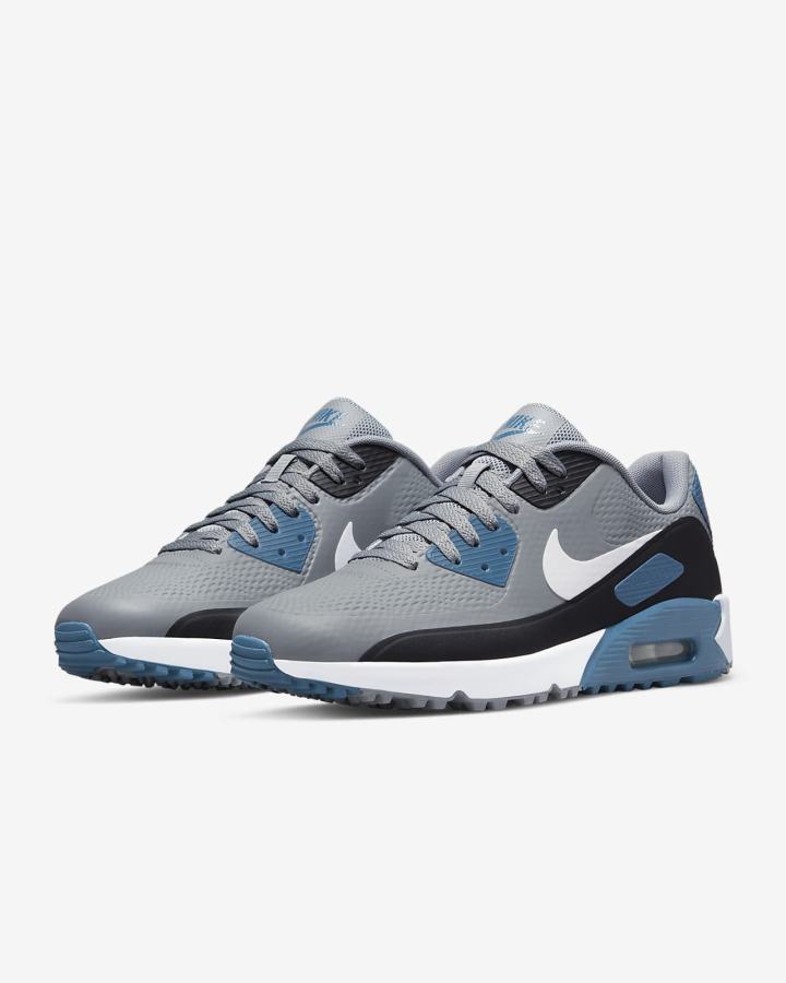 Zapatos de Golf Nike Air Max 90 G Hombre Gris Negras Blancas | LZCRS-2086