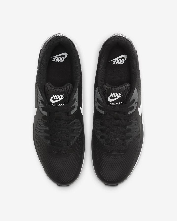 Zapatos de Golf Nike Air Max 90 G Hombre Negras Gris Oscuro Blancas | RTBFW-9876