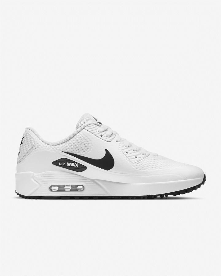 Zapatos de Golf Nike Air Max 90 G Hombre Blancas Negras | TXWIF-0187
