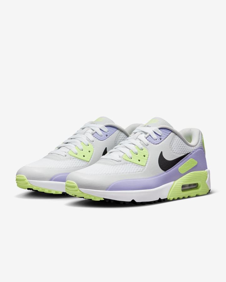 Zapatos de Golf Nike Air Max 90 G Hombre Blancas Moradas Negras | VUHWR-6130