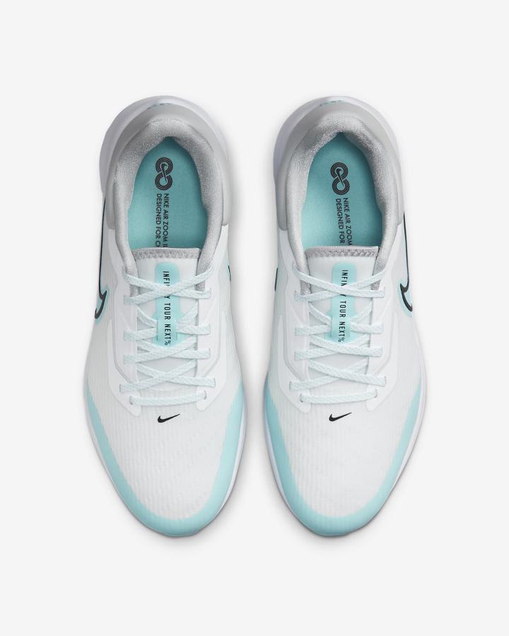 Zapatos de Golf Nike Air Zoom Infinity Tour NEXT% (Wide) Hombre Blancas Gris Claro Negras | KNJWU-0374