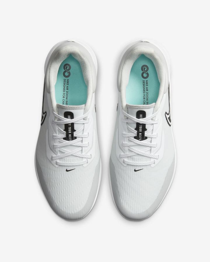 Zapatos de Golf Nike Air Zoom Infinity Tour NEXT% (Wide) Hombre Blancas Gris Turquesa Negras | VRKAN-5391