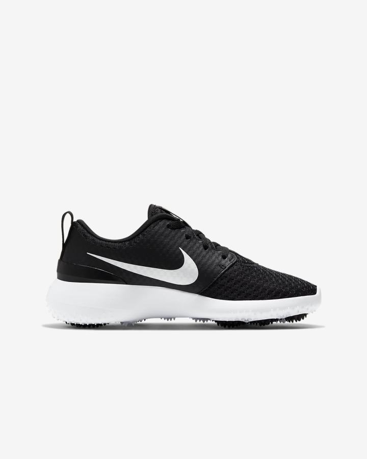 Zapatos de Golf Nike Roshe G Jr. Kids Niño Negras Blancas Metal Blancas | YPAOG-9735