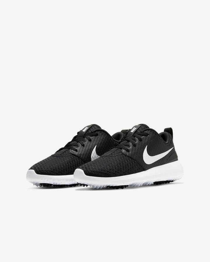 Zapatos de Golf Nike Roshe G Jr. Kids Niño Negras Blancas Metal Blancas | YPAOG-9735