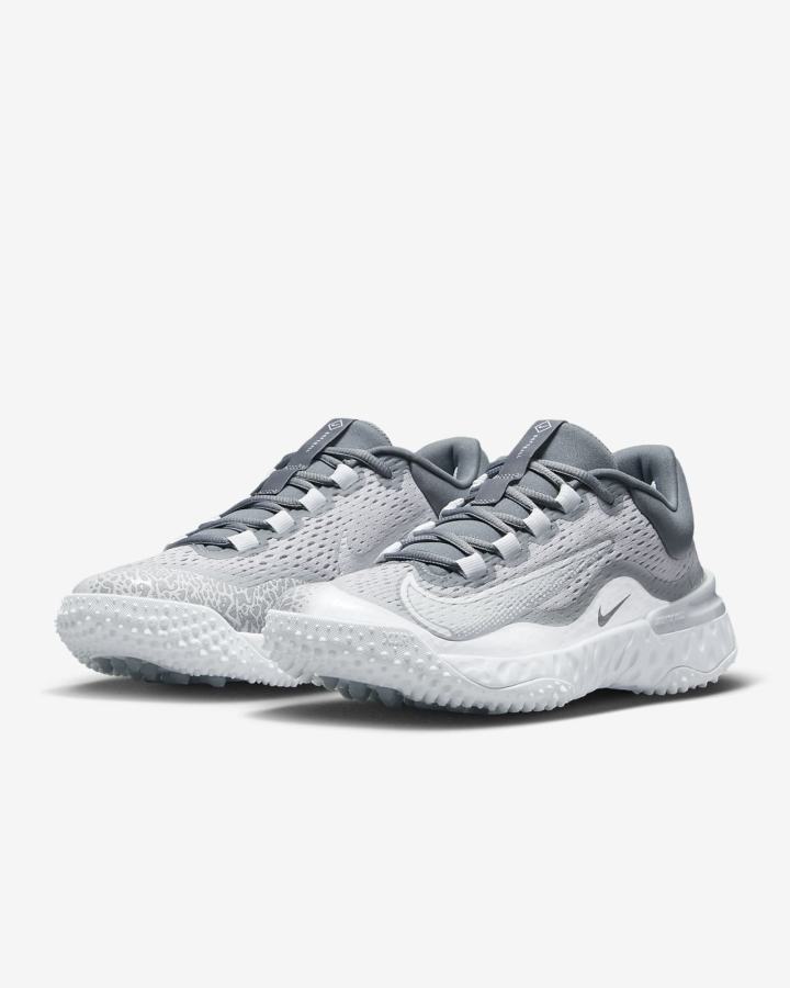 Zapatos de Softbol Nike Alpha Huarache Elite 4 Turf Mujer Gris Plateadas Blancas | VMNCP-3682
