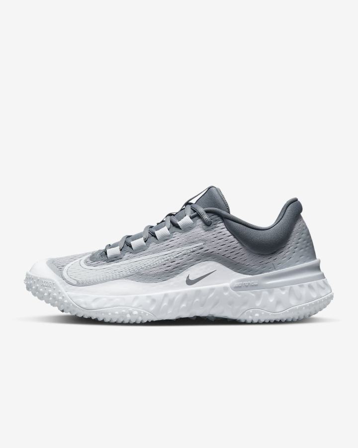 Zapatos de Softbol Nike Alpha Huarache Elite 4 Turf Mujer Gris Plateadas Blancas | VMNCP-3682