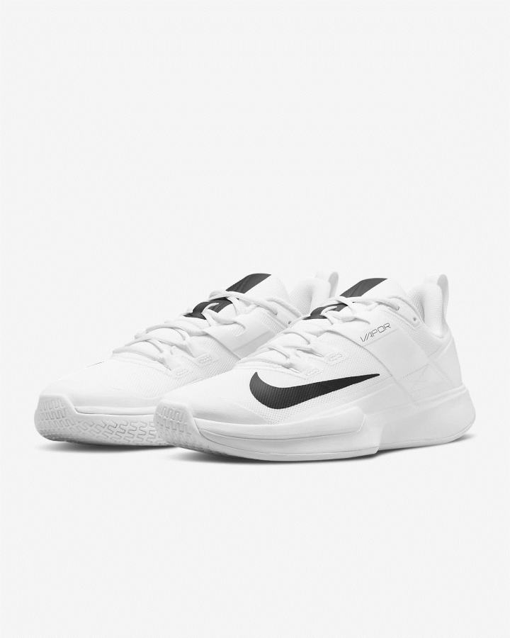 Zapatos de Tenis Nike Court Vapor Lite Hard Court Hombre Blancas Negras | BQFIJ-4806