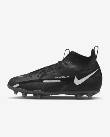 Botas de Futbol Nike Jr. Phantom GT2 Club Dynamic Fit MG Kids Multi-Ground Niña Negras Gris Oscuro Metal Plateadas | OBSZL-1698